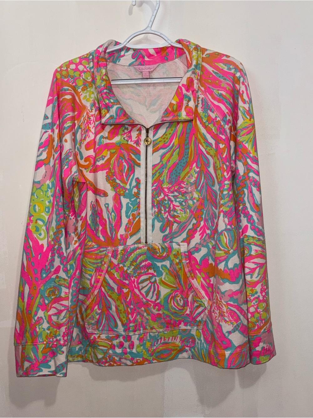 Lilly Pulitzer Pink Multi-Color Zip Front Pullover Hoodie